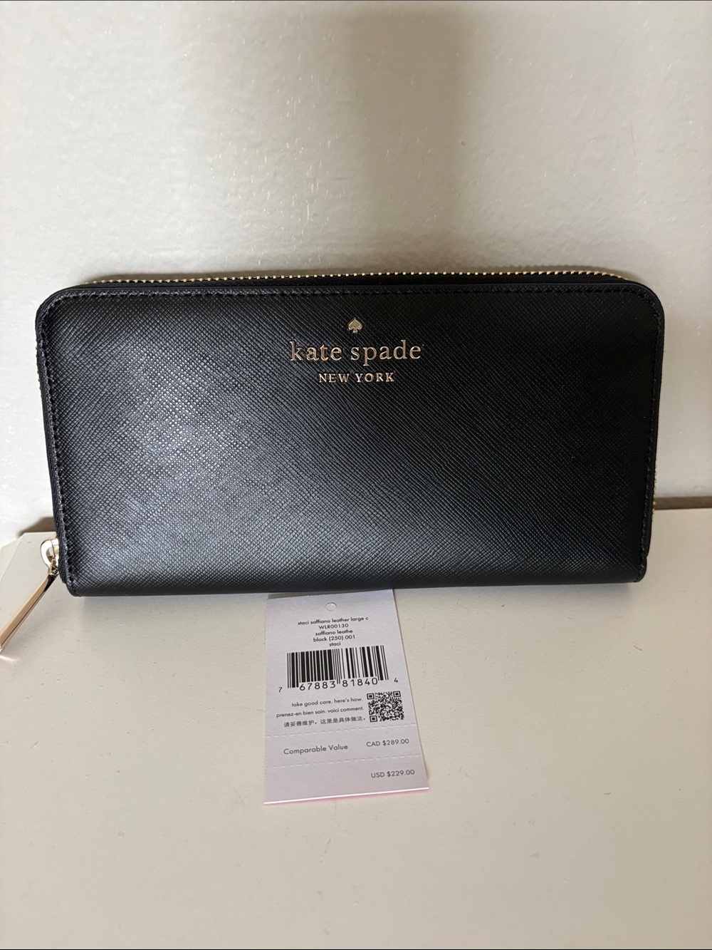 NWT Kate Spade Staci Saffiano Leather Large Zip Around Wallet